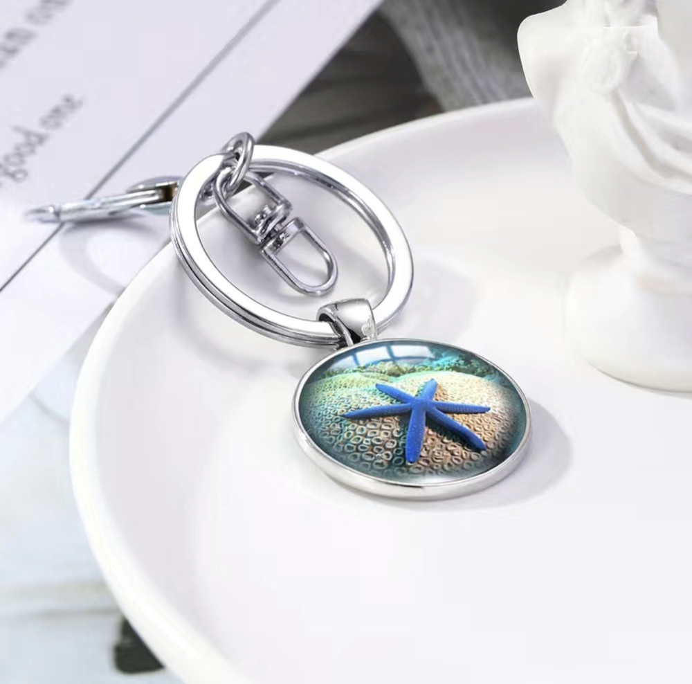 3/$25 Starfish Ocean Coral Keychain NEW